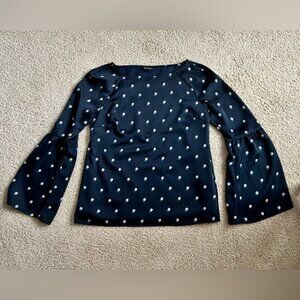 Banana Republic Kristen Bell Pearl Top Navy with Ornament Details XS